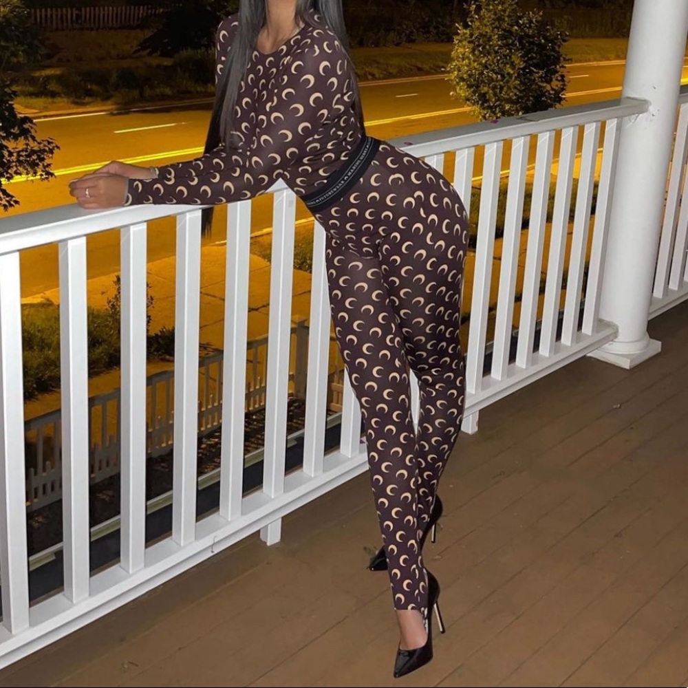 Marine Serre brown moon leggings